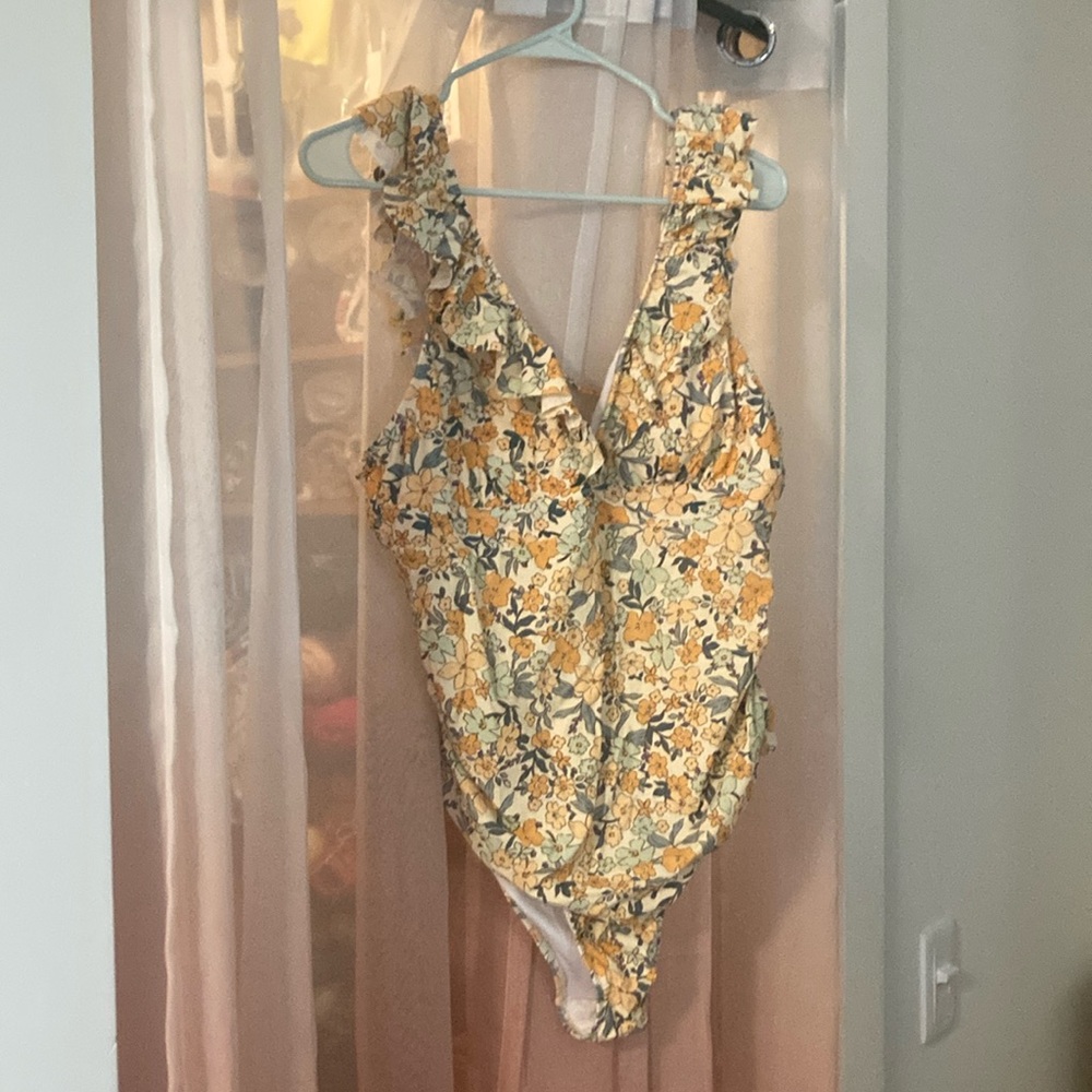 Floral Yellow One-Piece Swimsuit
